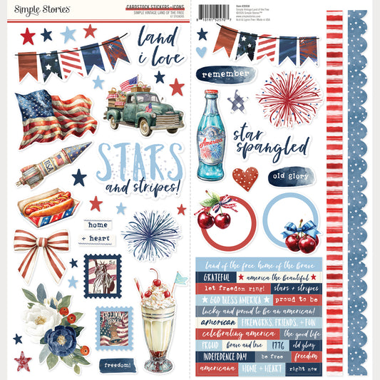 Simple Stories - Simple Vintage Land Of The Free Collection - Cardstock Stickers - Icons