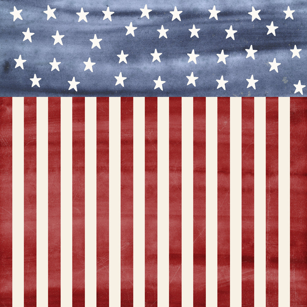 Simple Stories - Simple Vintage Land Of The Free Collection - 12 x 12 Double Sided Paper - Stars And Stripes