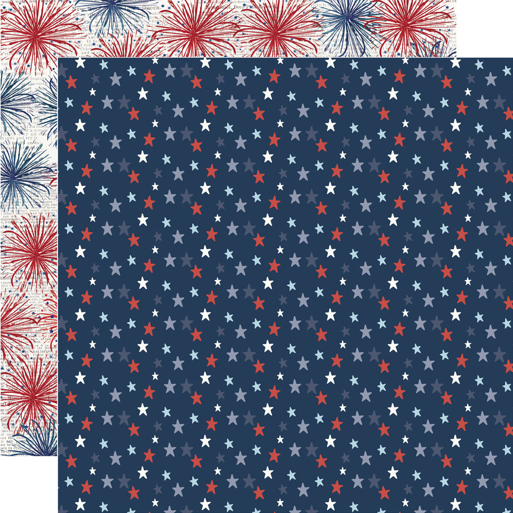 Simple Stories - Simple Vintage Land Of The Free Collection - 12 x 12 Double Sided Paper - Fireworks And Freedom