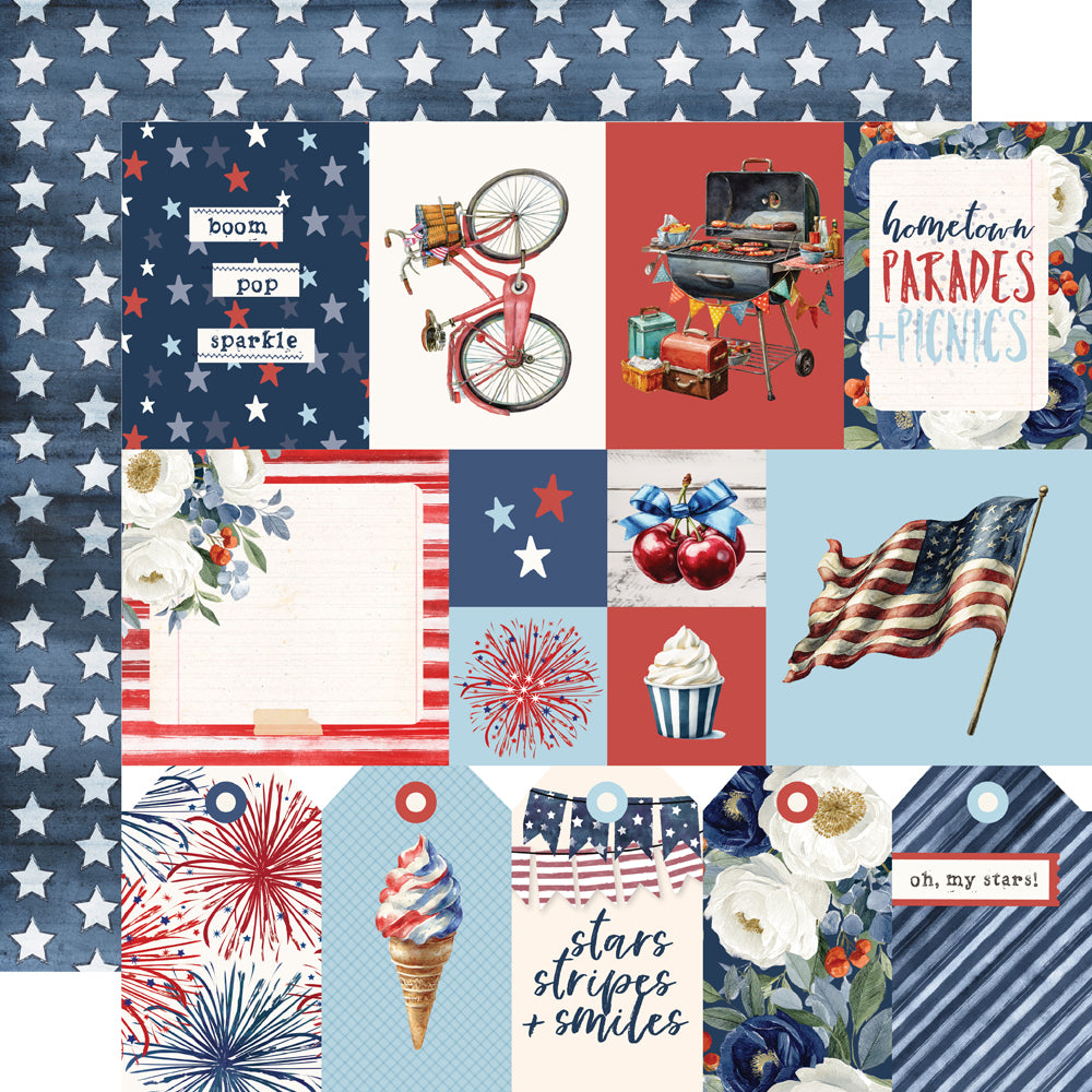 Simple Stories - Simple Vintage Land Of The Free Collection - 12 x 12 Double Sided Paper - Elements 1