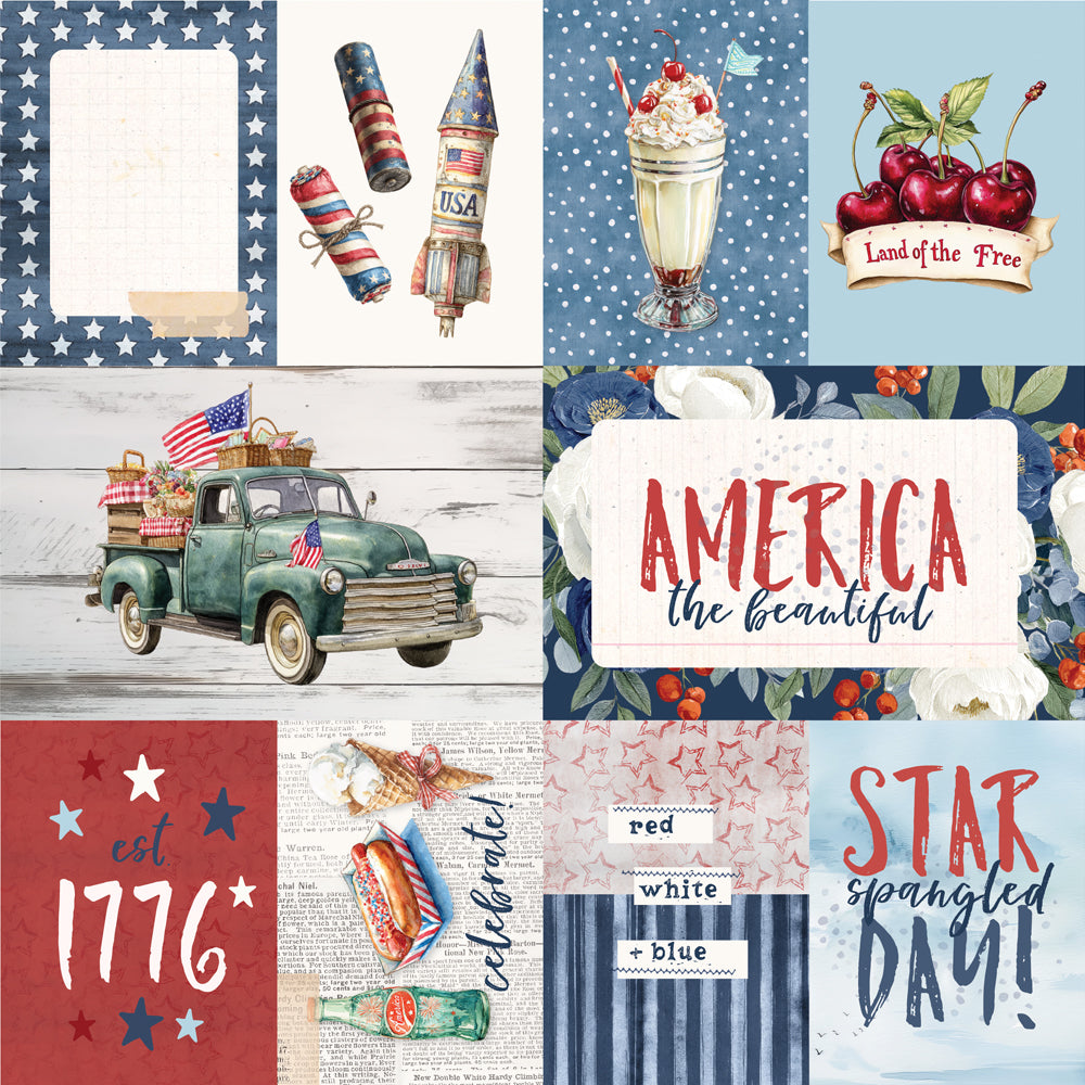 Simple Stories - Simple Vintage Land Of The Free Collection - 12 x 12 Double Sided Paper - Elements 2
