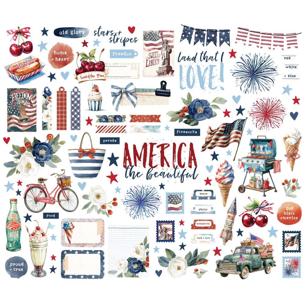 Simple Stories - Simple Vintage Land Of The Free Collection - Ephemera - Bits And Pieces