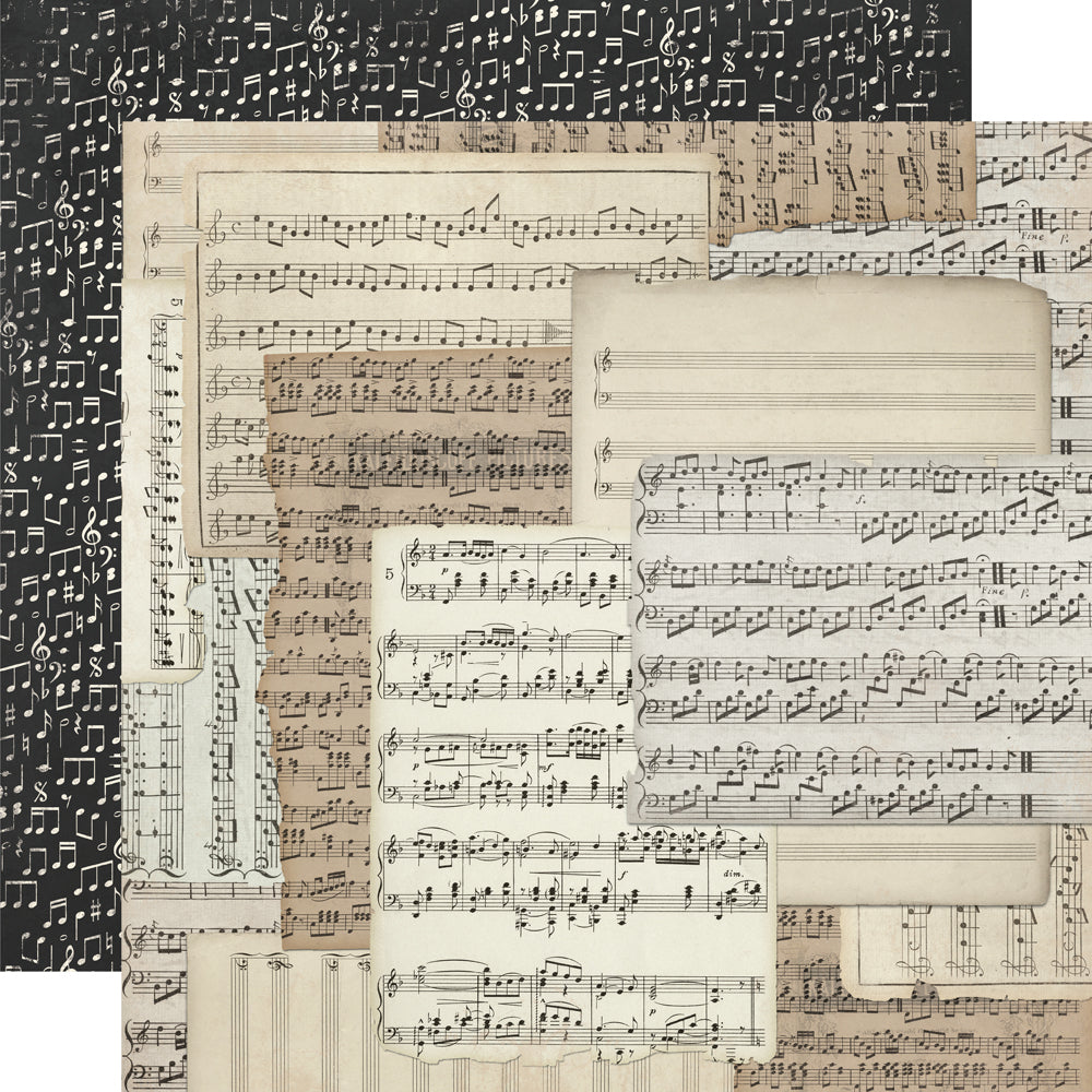 Simple Stories - Simple Vintage Timeless Harmony Collection - 12 x 12 Double Sided Paper - Noteworthy