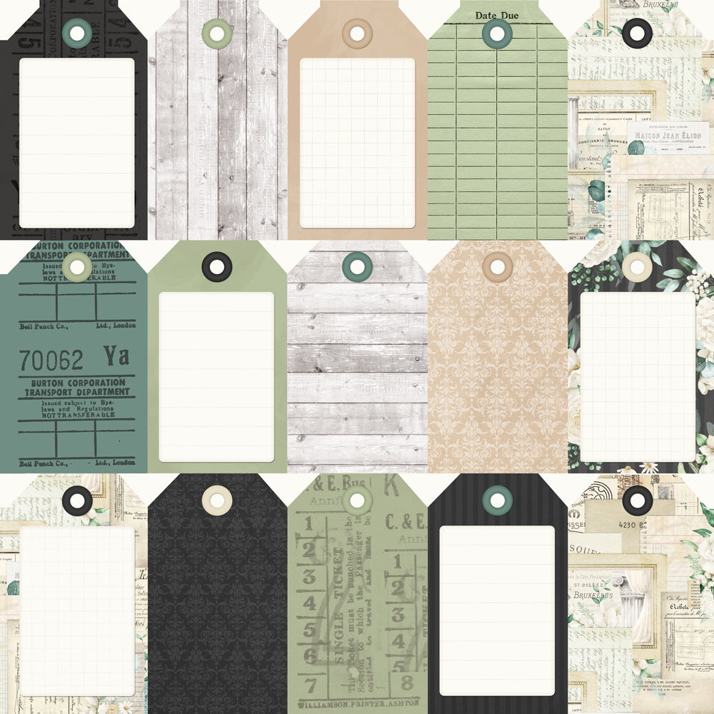 Simple Stories - Simple Vintage Timeless Harmony Collection - 12 x 12 Double Sided Paper - Tag Elements