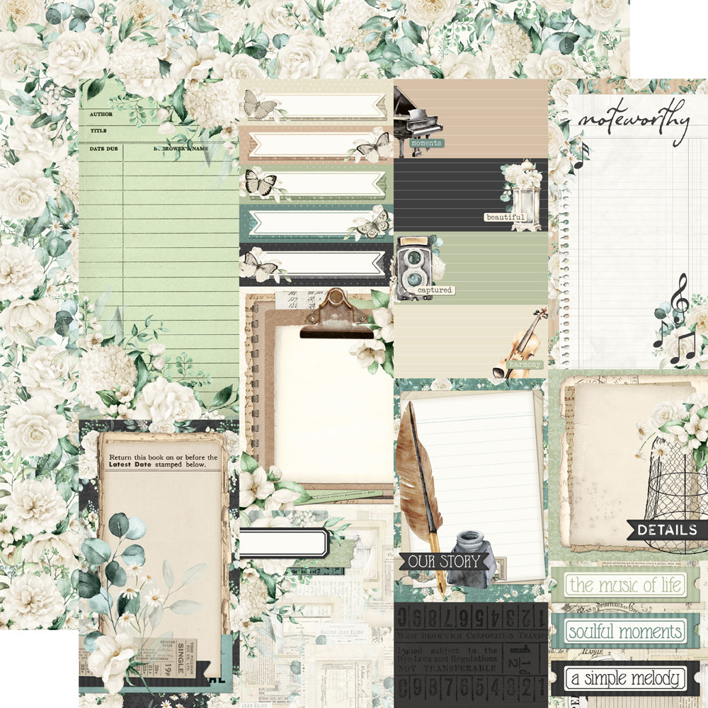 Simple Stories - Simple Vintage Timeless Harmony Collection - 12 x 12 Double Sided Paper - Journal Elements