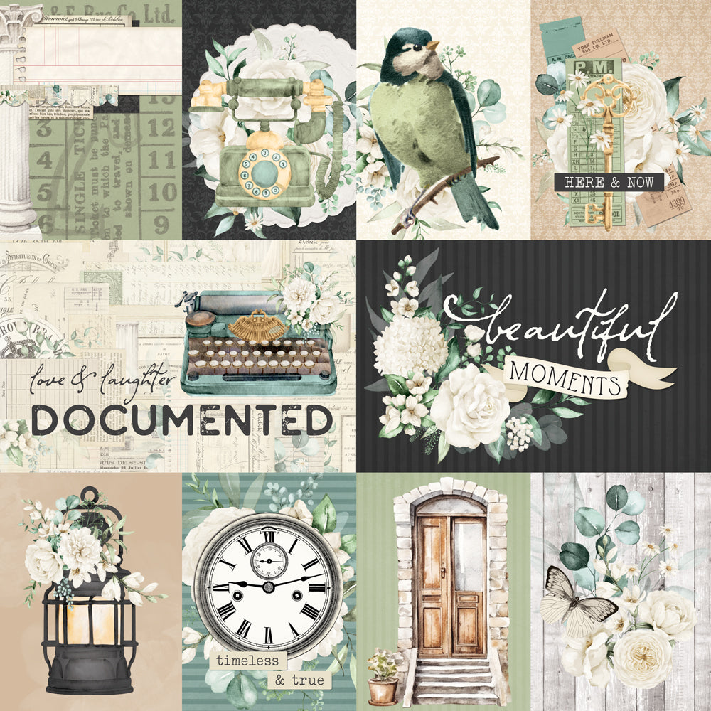 Simple Stories - Simple Vintage Timeless Harmony Collection - 12 x 12 Double Sided Paper - 3 x 4 and 4 x 6 Elements