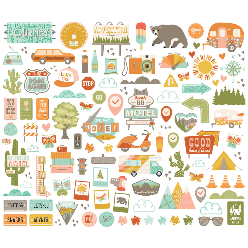 Simple Stories - Open Road Collection - Ephemera - Bits And Pieces