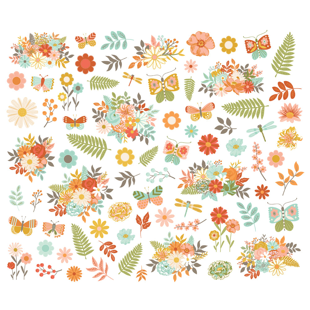 Simple Stories - Open Road Collection - Ephemera - Floral Bits And Pieces