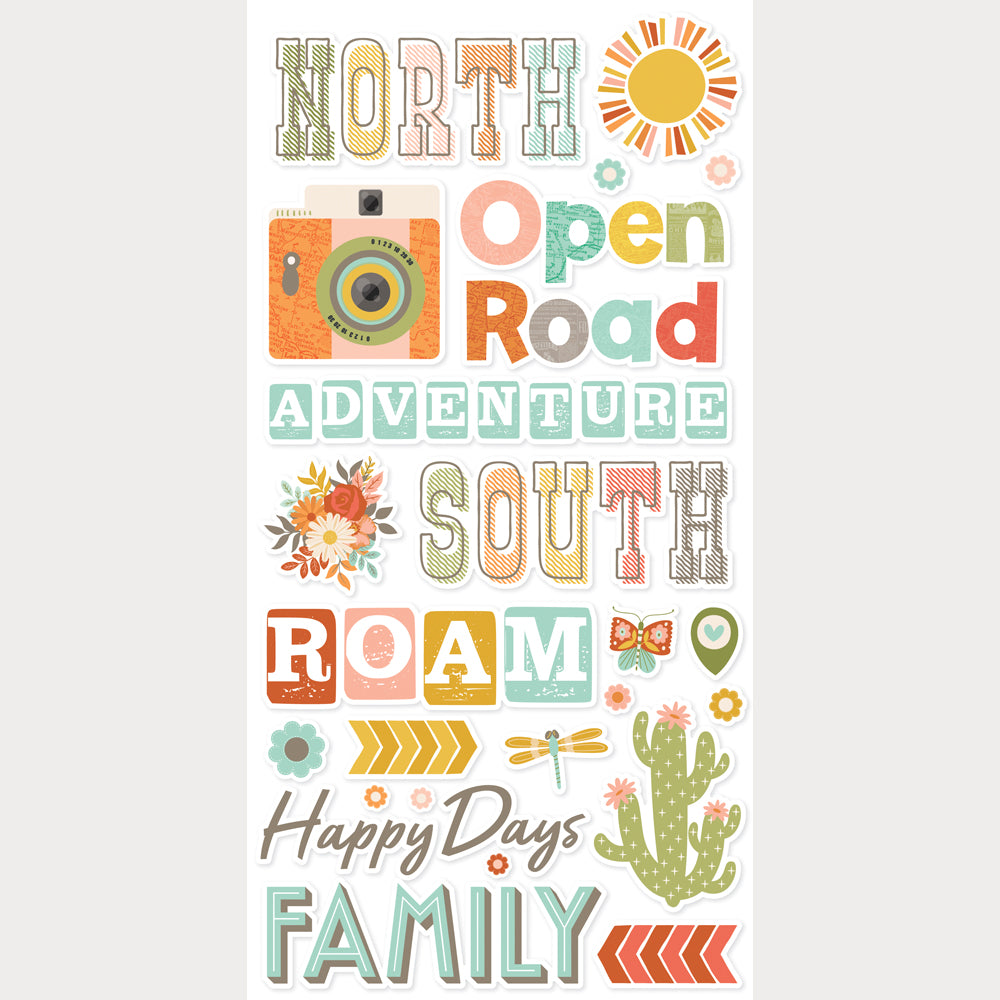 Simple Stories -  Open Road Collection - Foam Stickers