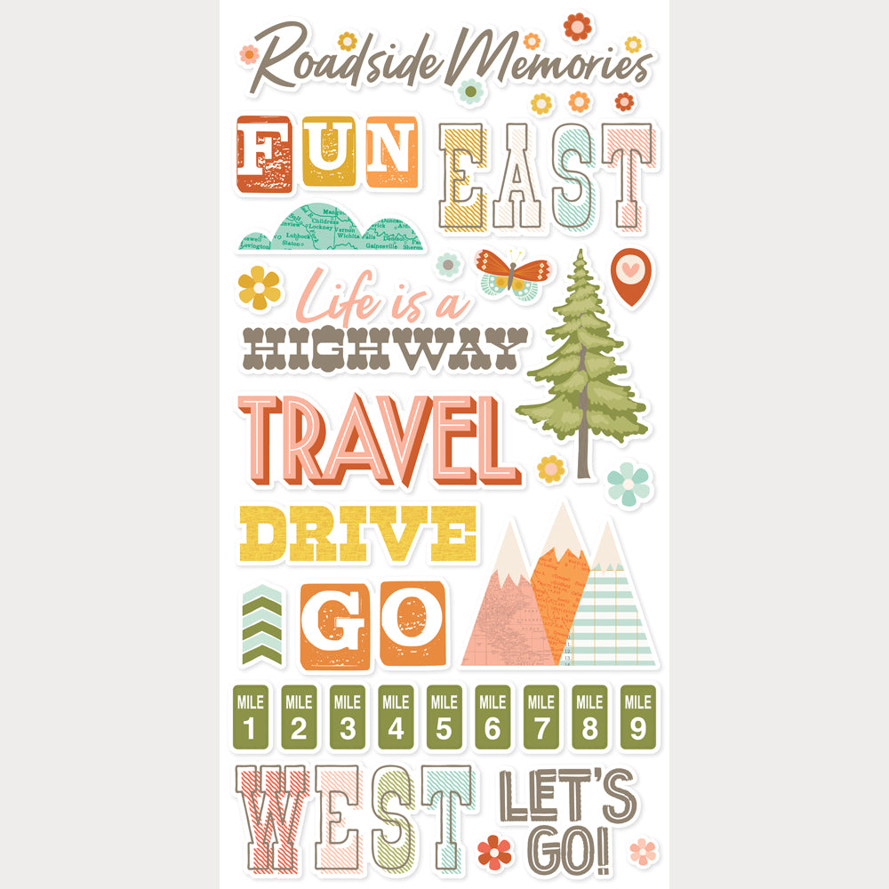 Simple Stories -  Open Road Collection - Foam Stickers