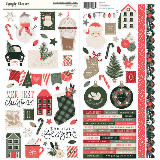 Simple Stories - Mistletoe & Holly Collection - Cardstock Stickers - Icons