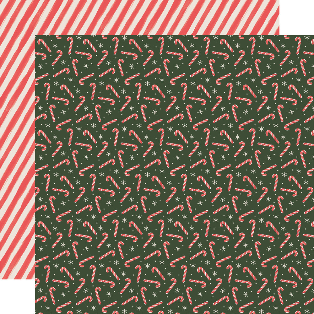 Simple Stories - Mistletoe & Holly Collection - 12 x 12 Double Sided Paper - Peppermint Dreams