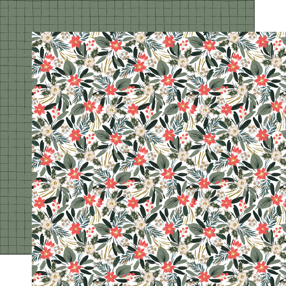 Simple Stories - Mistletoe & Holly Collection - 12 x 12 Double Sided Paper - Mistletoe Memories