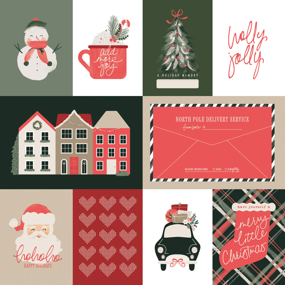Simple Stories - Mistletoe & Holly Collection - 12 x 12 Double Sided Paper - 3 x 4 and 4 x 6 Elements