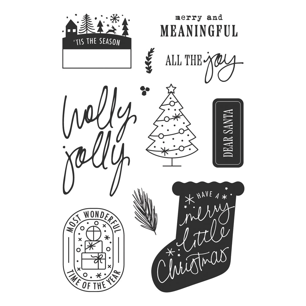 Simple Stories - Mistletoe & Holly Collection - Clear Photopolymer Stamps