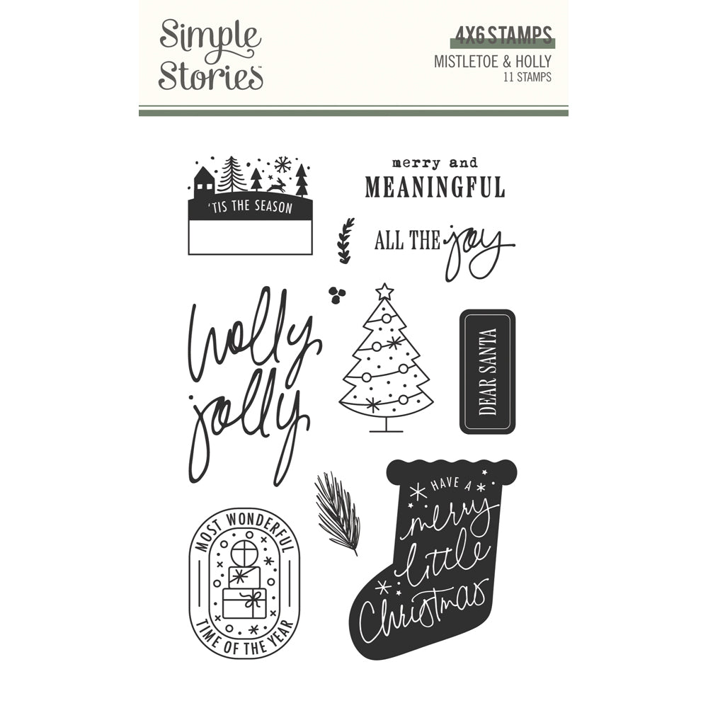 Simple Stories - Mistletoe & Holly Collection - Clear Photopolymer Stamps