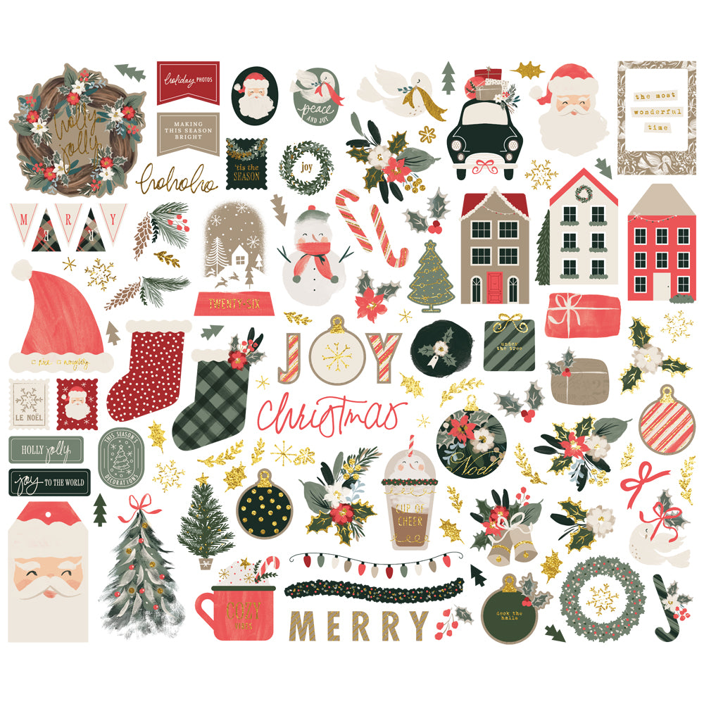 Simple Stories - Mistletoe & Holly Collection - Ephemera - Bits And Pieces