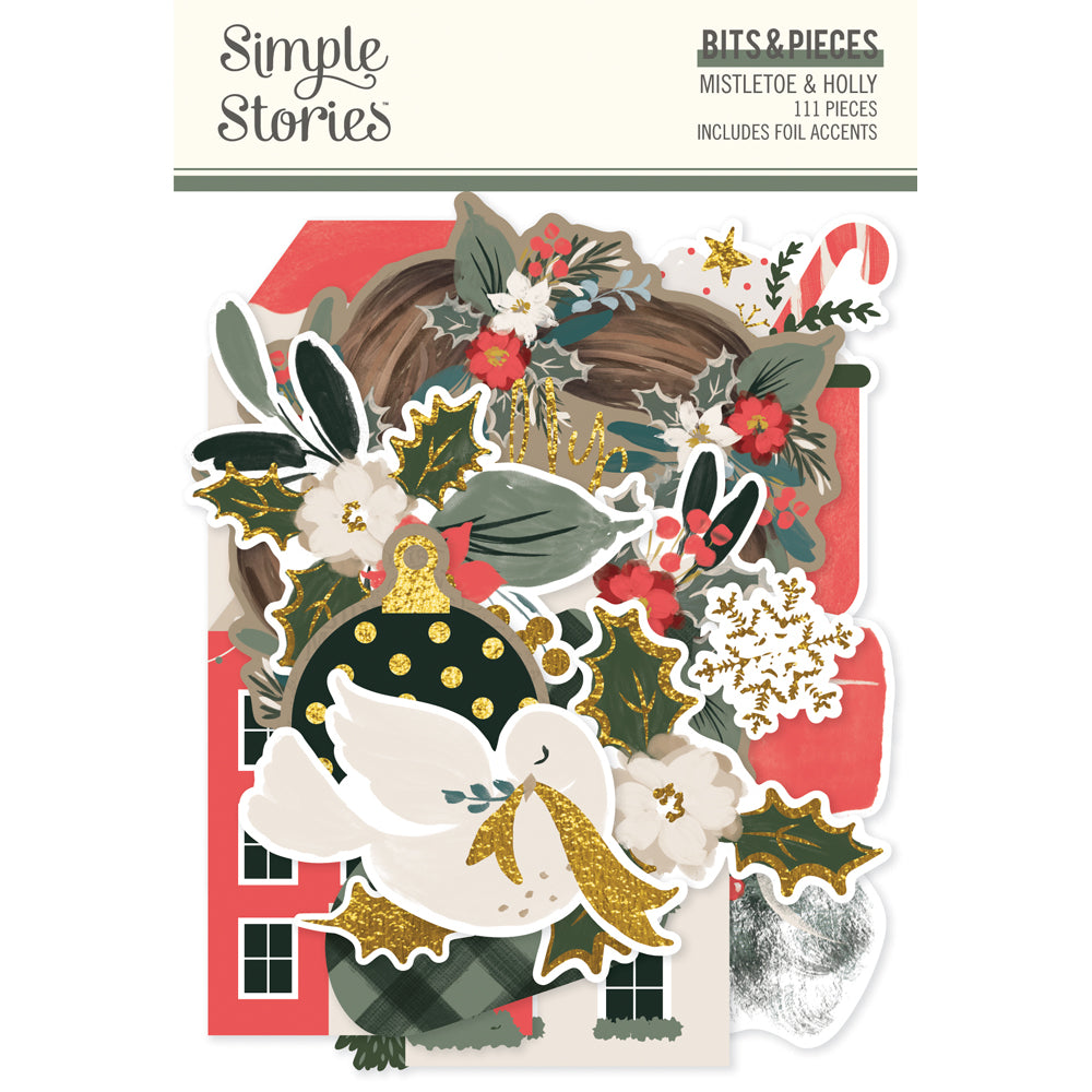 Simple Stories - Mistletoe & Holly Collection - Ephemera - Bits And Pieces