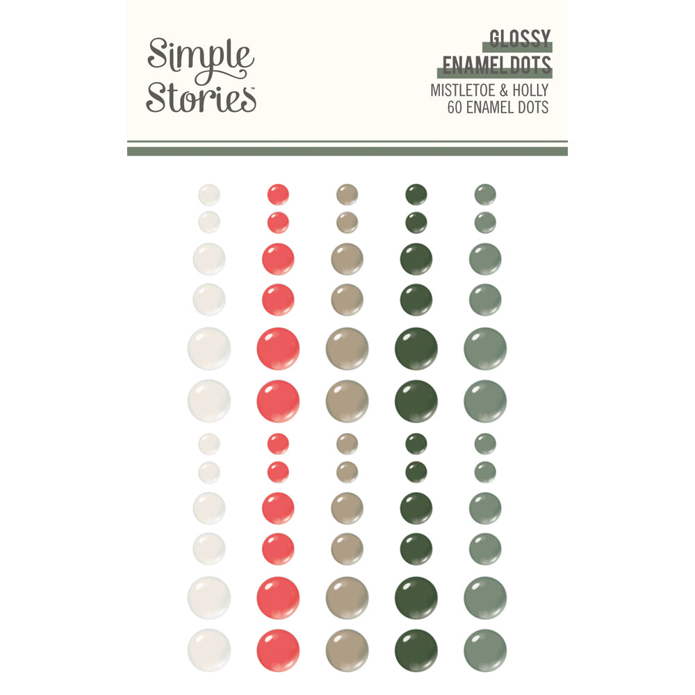 Simple Stories - Mistletoe & Holly Collection - Glossy Enamel Dots