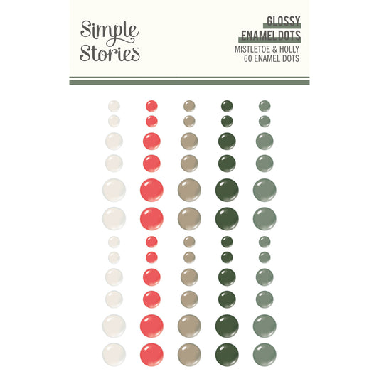 Simple Stories - Mistletoe & Holly Collection - Glossy Enamel Dots
