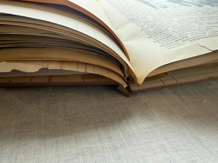 A House Of Books - Vintage Mixed Media Journal- 9x12 Inch Art Journal