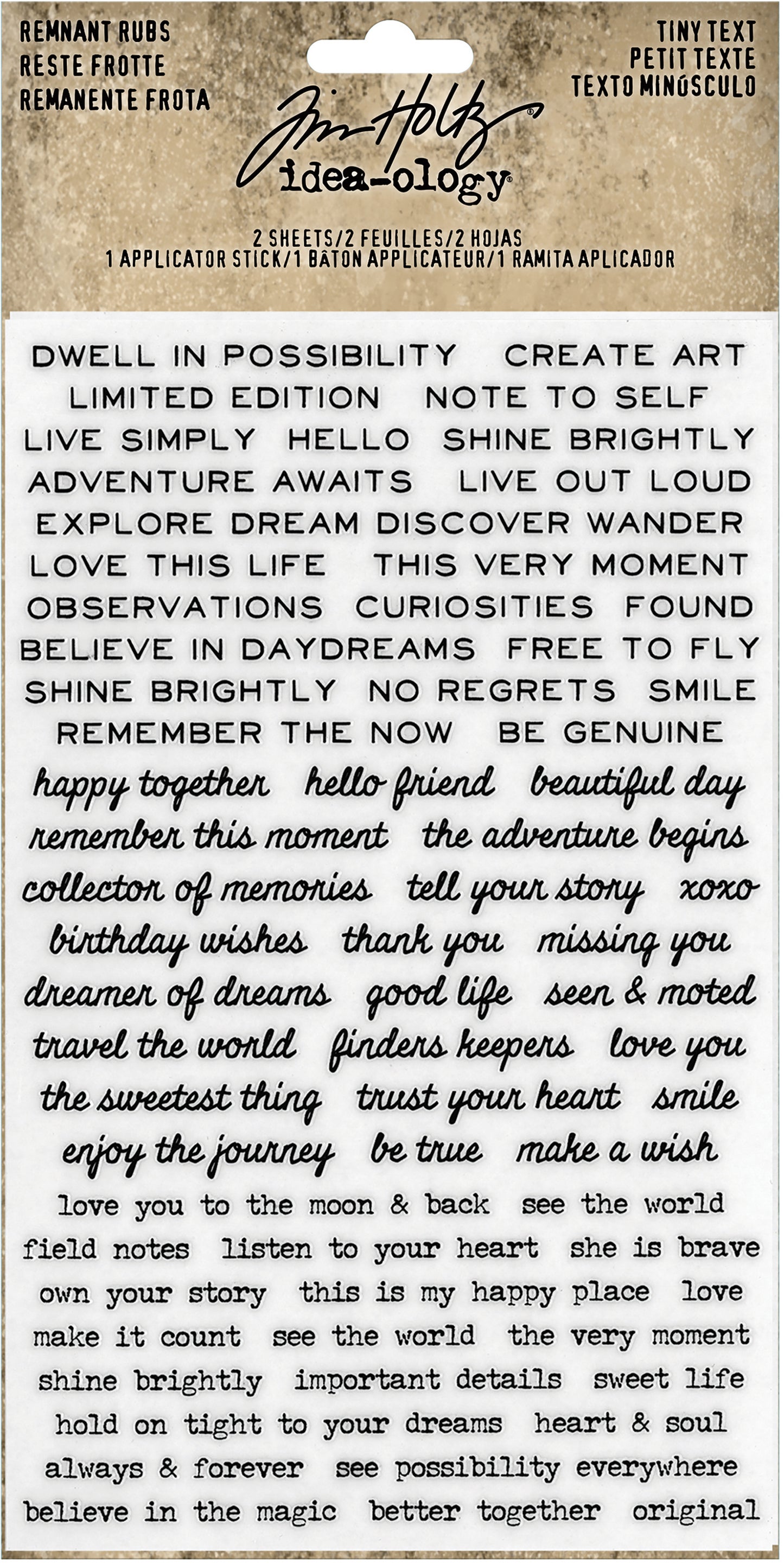 Idea-Ology - Tim Holtz - Remnant Rub-Ons