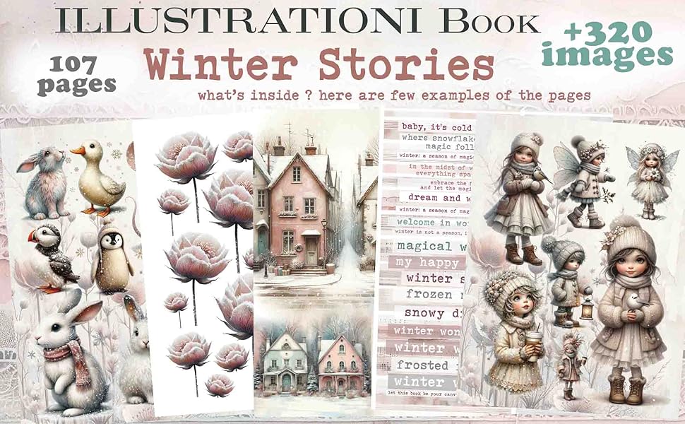 Maremi Small Art - Collage ILLUSTRATIONI Collage Ephemera for art journaling WINTER STORIES & Backgrounds