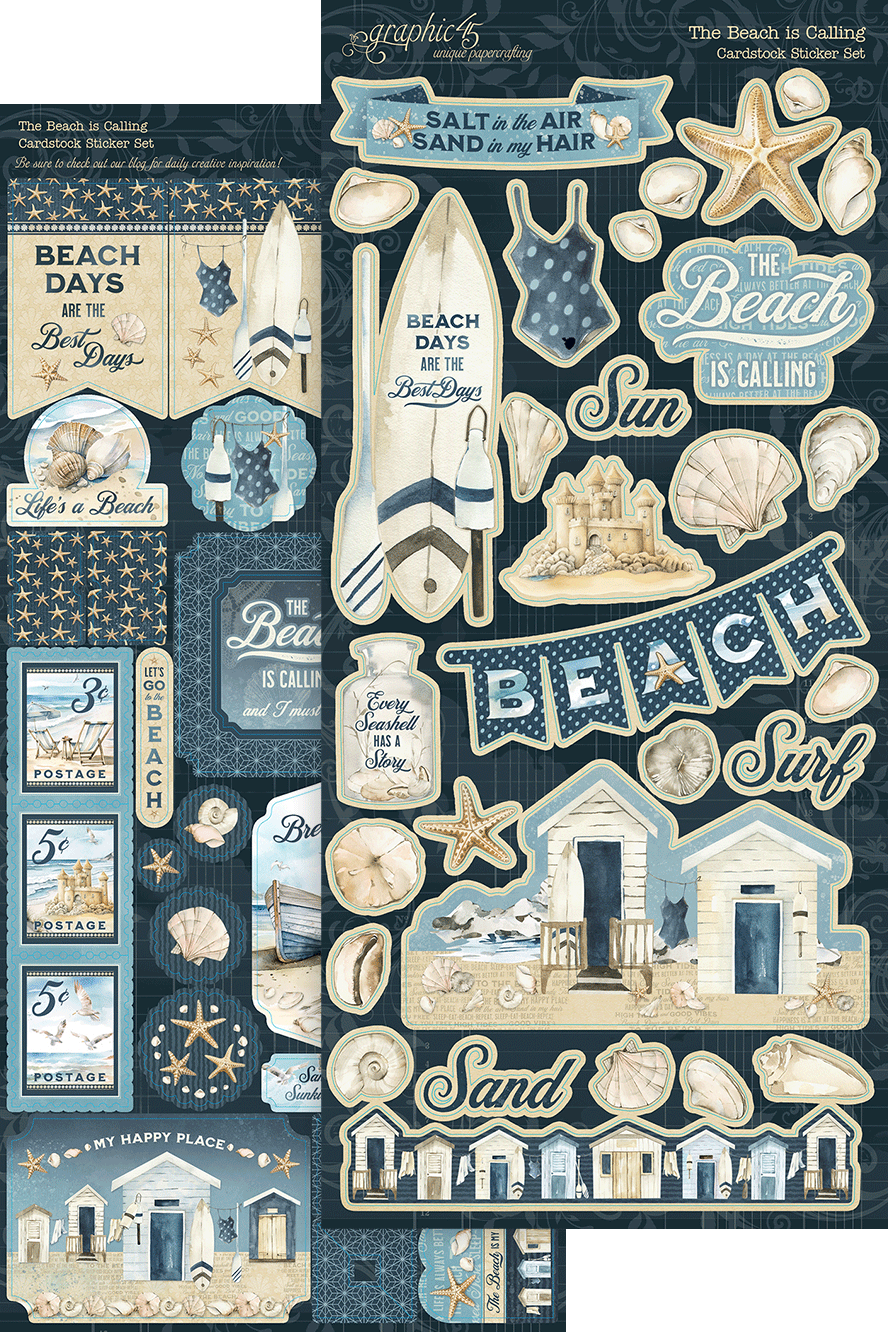 Graphic 45 - The Beach is Calling Sticker Set