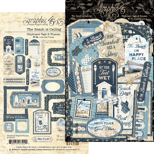 Graphic 45 - The Beach Is Calling Collection - Tags And Frames