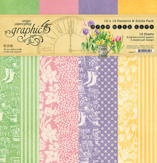 Graphic 45 - Grow With Love Collection - 12 x 12  Patterns and Solids Pack