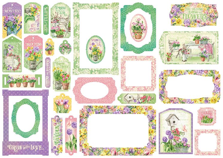 Graphic 45 Grow With Love Chipboard Tags & Frames