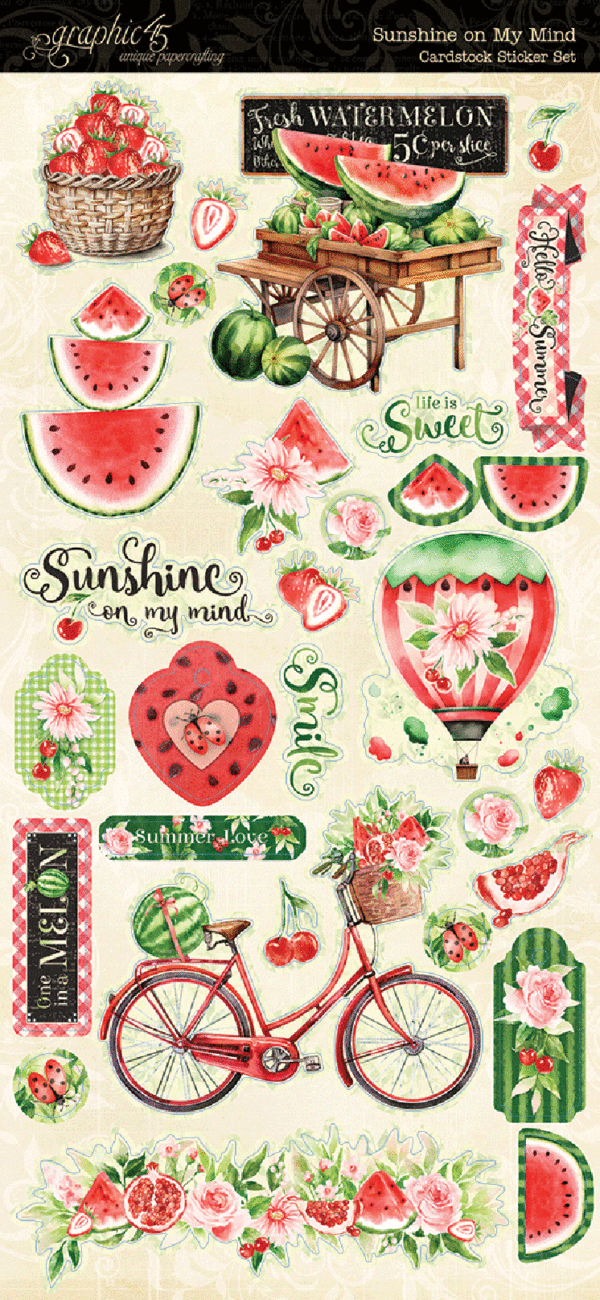 Graphic 45 sunshine On My Mind Cardstock Sticker Set