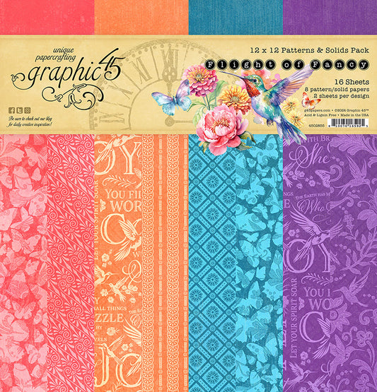 Graphic 45 Flight of Fancy 12 x 12 Patterns & Solids Pack