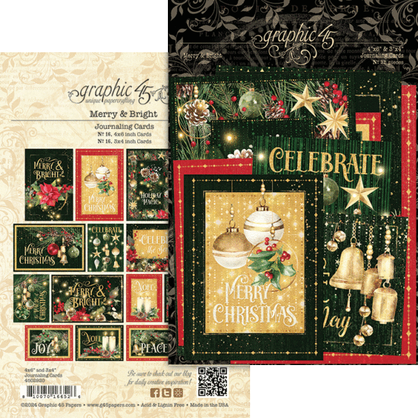 Graphic 45 - Merry and Bright Collection - Journaling Cards