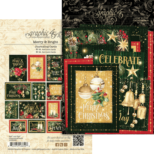 Graphic 45 - Merry and Bright Collection - Journaling Cards