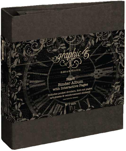 Graphic 45 - Binder Album With Interactive Pages - Black