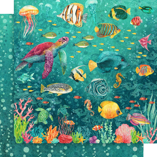Graphic 45 - Seas The Day Collection - 12 x 12 Double-Sided Cardstock -Dive Into Happiness