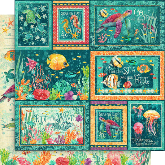 Graphic 45 - Seas The Day Collection - 12 x 12 Double-Sided Cardstock -Go With The Flow