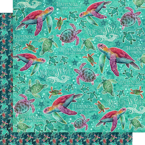 Graphic 45 - Seas The Day Collection - 12 x 12 Double-Sided Cardstock -Ride The Wave