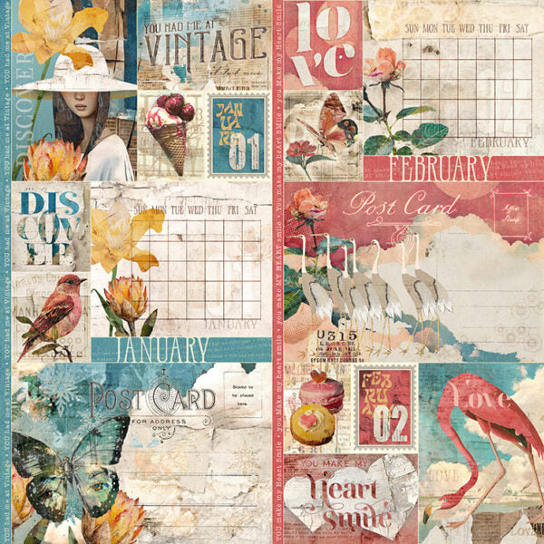 Graphic 45 - Journaling Through Time Collection - 12 x 12 Double-Sided Paper - January And February