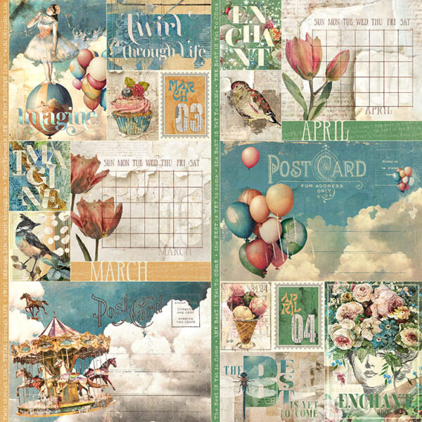 Graphic 45 - Journaling Through Time Collection - 12 x 12 Double-Sided Paper March And April