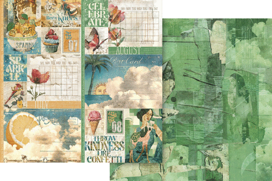 Graphic 45 - Journaling Through Time Collection - 12 x 12 Double-Sided Paper - July And August