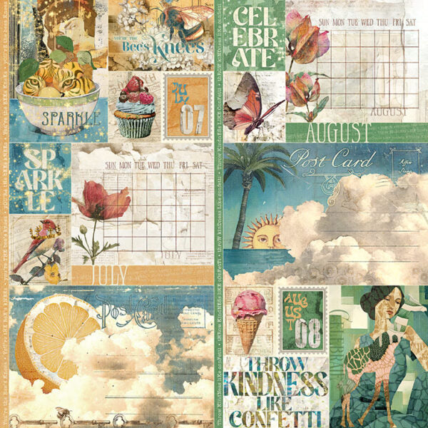 Graphic 45 - Journaling Through Time Collection - 12 x 12 Double-Sided Paper - July And August