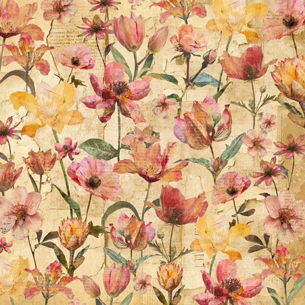 Graphic 45 - Journaling Through Time Collection - 12 x 12 Double-Sided Paper - Wild Flowers