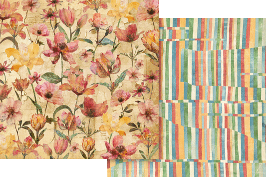 Graphic 45 - Journaling Through Time Collection - 12 x 12 Double-Sided Paper - Wild Flowers