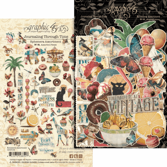 Graphic 45 - Journaling Through Time Collection - Ephemera Set