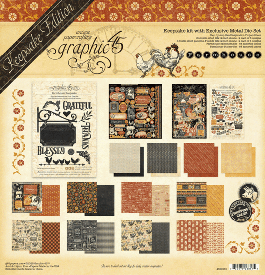 Graphic 45 - Farmhouse — Keepsake Kit with Exclusive Metal Die-Set