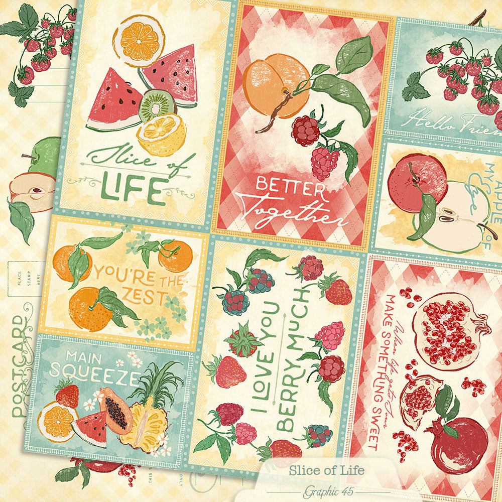 Graphic 45 - Slice Of Life Collection - 12 x 12 Double Sided Paper - Journaling Cut Apart