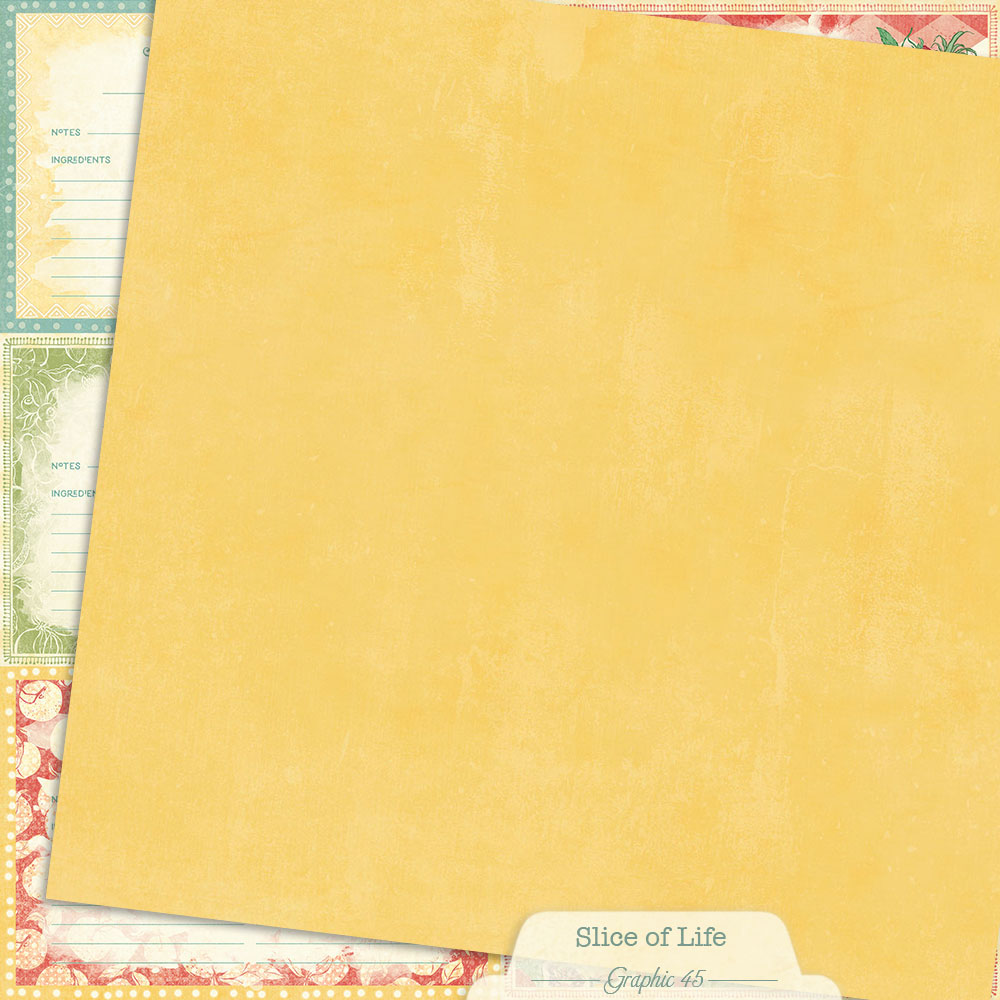 Graphic 45 - Slice Of Life Collection - 12 x 12 Double Sided Paper - Recipe Card Cut Apart Patterns And Solids