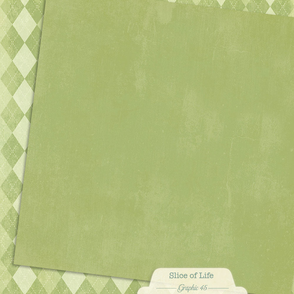 Graphic 45 - Slice Of Life Collection - 12 x 12 Double Sided Paper - Green Apple Patterns And Solids